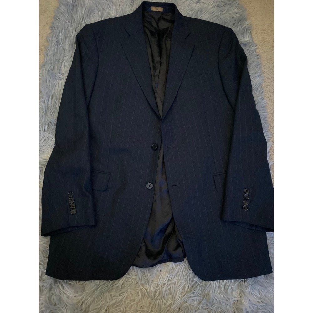 Brooks Brothers 346 Men's Pinstripe Blazer 41L‎ Navy Blue Wool Stretch 2-Button
